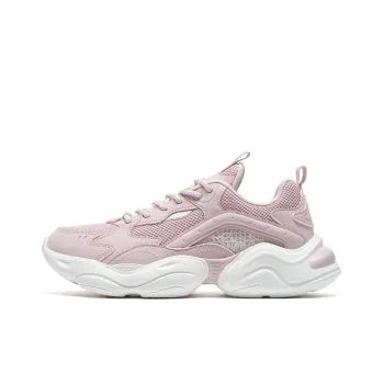 XTEP Cushioning Anti Slip And Wear Resistant Low Top Chunky Sneakers Women's Light Pink