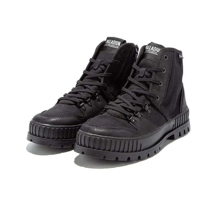 Palladium Pallashock Anti Slip And Wear Resistant Height Increasing High Top Canvas Shoes Unisex Black-1