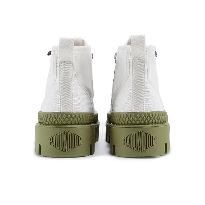 Palladium Pampa Wear Resistant High Top Canvas Shoes Unisex Bright White Green-3
