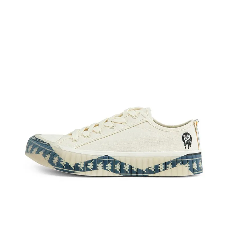 Kappa Anti-Slip And Wear-Resistant Lightweight Low-Top Canvas Shoes Unisex Beige White Blue-0