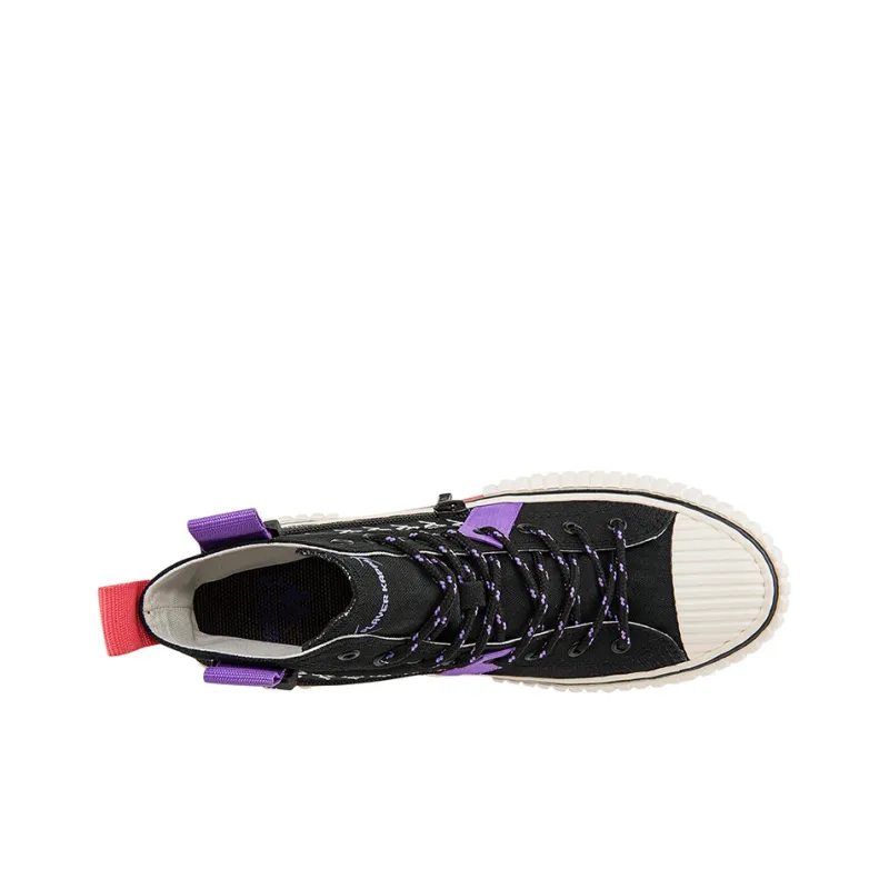 Kappa Player DJ Equipment Abrasion Resistant Coverage High Top Canvas Shoes Unisex Black Sea Shell Purple-4