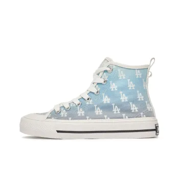 MLB Playball High Monogram Anti Slip And Wear Resistant Lightweight Cushioning High Top Canvas Shoes Unisex White Blue