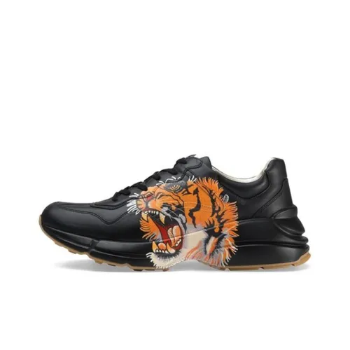 GUCCI Rhyton Tiger Print Leather Sneakers