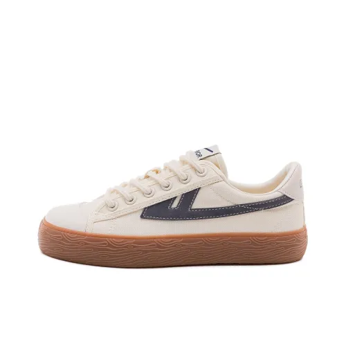 WARRIOR Canvas Shoes Unisex Low-Top Beige/Dark Blue