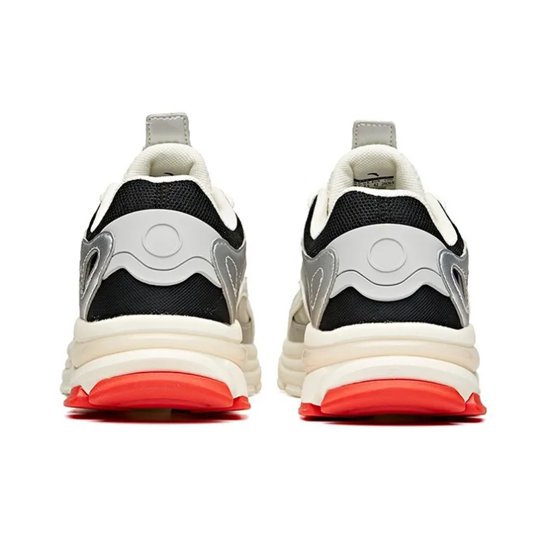 Anta Cushioning Anti Slip Wear Resistant Breathability Low Top Chunky Sneakers Men's White Black Silver-3