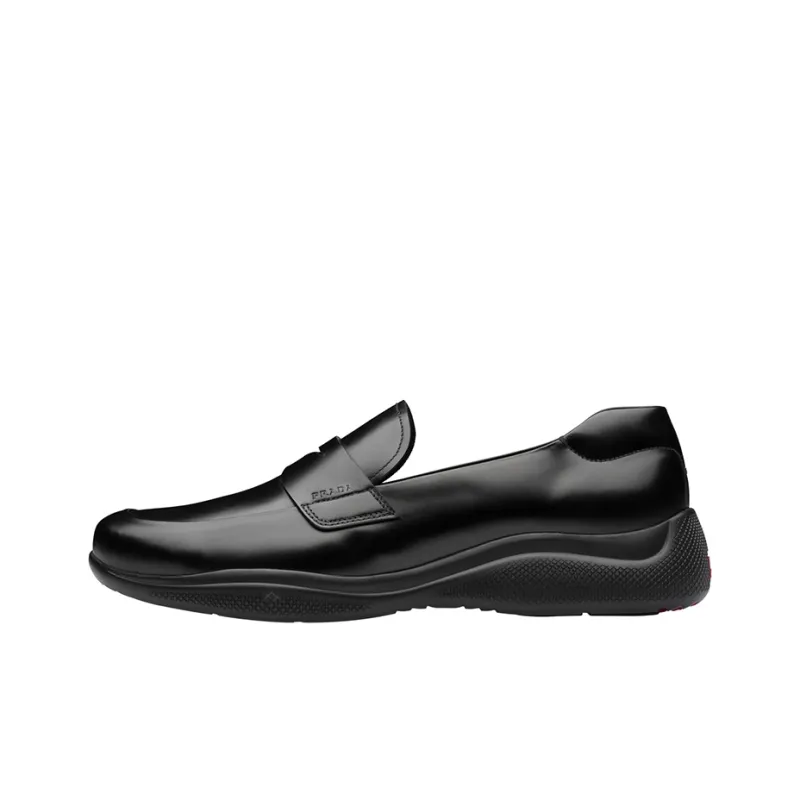 PRADA Toblach Brushed Leather Slip-on Sneakers Black Men's-0