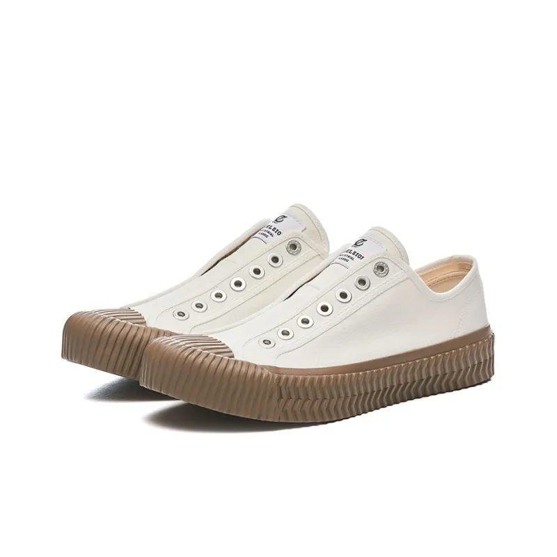 Excelsior Canvas Shoes Unisex Low Top Steam White/Coffee-1