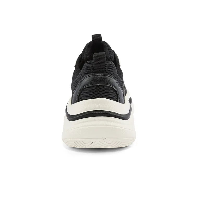 Kappa Cushioning Anti-Slip And Wear-Resistant Low-Top Chunky Sneakers Unisex Black White-4