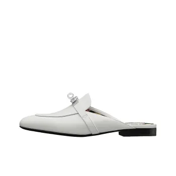 HERMES Oz Wrap toe Slippers Women's White