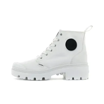 Palladium Pallabase Twill Dune Anti Slip Wear Resistant High Top Canvas Shoes Women's White