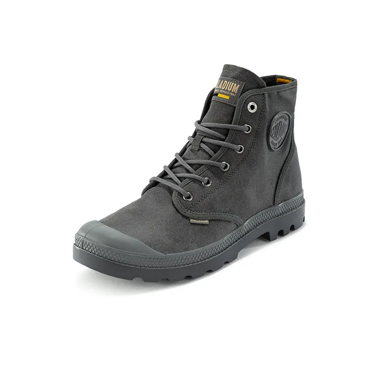 Palladium Pampa Anti Slip Wear Resistant Breathable Water Resistant Cushioning High Top Canvas Shoes Unisex Alloy Gray-1