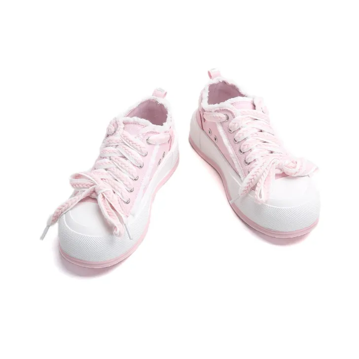 Jifffly Abrasion Resistant Breathable Height Increasing Low Top Canvas Shoes Women's Pink-3