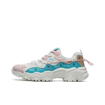 FILA Cat Claw Cushioning Anti Slip Wear Resistant Breathability Low Top Chunky Sneakers Women's White Blue