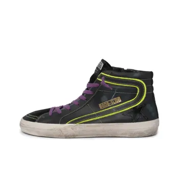Golden Goose Slide Canvas Shoes Men High-Top Black