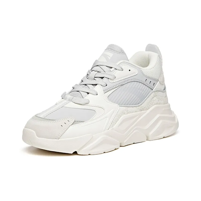 Anta Life Collection Anti Slip Wear Resistant Low Top Chunky Sneakers Men's White Gray-1