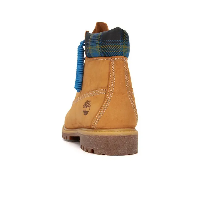 Timberland Premium 6 Inch Boots 'Wheat With Blue Tartan Collar'-2