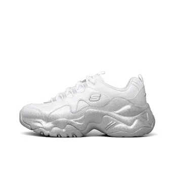 Skechers D Lites 3.0 Low Top Sneakers White/Silver Women's