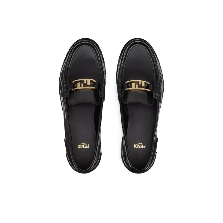 FENDI O'Lock Casual Single Shoes Women's Black-3