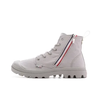 Palladium Pampa Wear Resistant High Top Canvas Shoes Unisex Light Gray