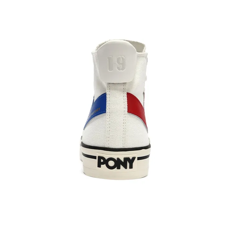 Pony Canvas Shoes Unisex High Top White/Royal Blue-3