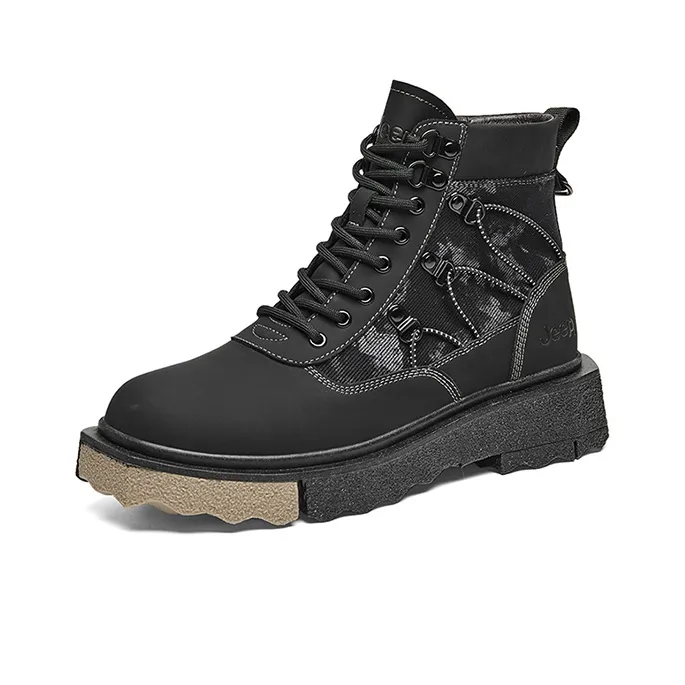 Jeep Short Outdoor Boots Medium Heel Men's Black-2