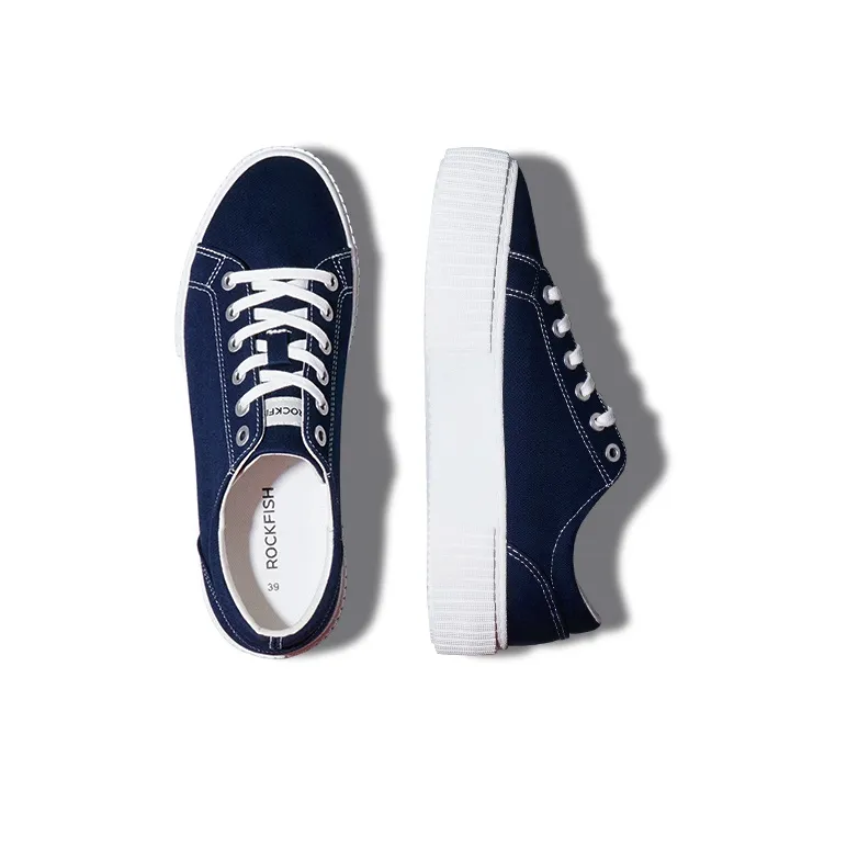Rockfish Anti Slip Wear Resistant Low Top Canvas Shoes Women's Dark Blue-2