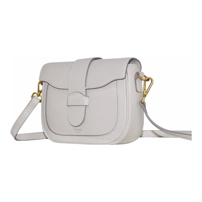 CAVANA Calfskin Saddle Bag Shoulder Bag Crossbody Bag Women's Pearl Gray-1