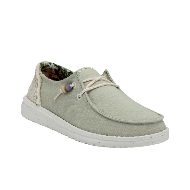 Heydude Canvas Shoes Women's Low Top Light Gray Green-1