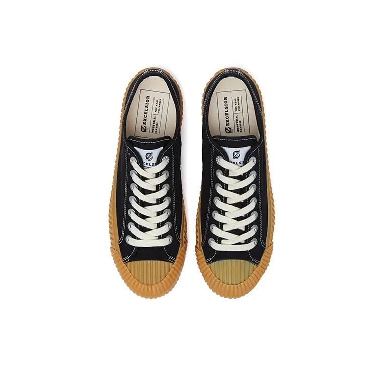 Excelsior Canvas Shoes Unisex Low Top Carbon Black/Caramel-3