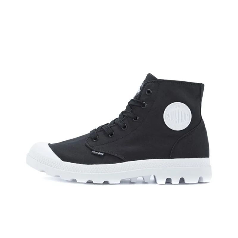 Palladium Blanc Hi Abrasion Resistant Breathable High Top Canvas Shoes Unisex Black White-0