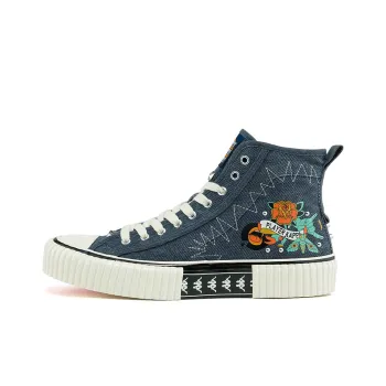 Kappa Wear resistant And Lightweight High Top Canvas Shoes Unisex Denim Blue