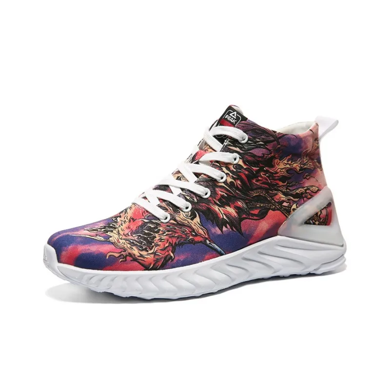 IDX x PEAK State Pole Phoenix Raising Nine Chicks High-Top Canvas Shoes Men's Vermilion Crane-2