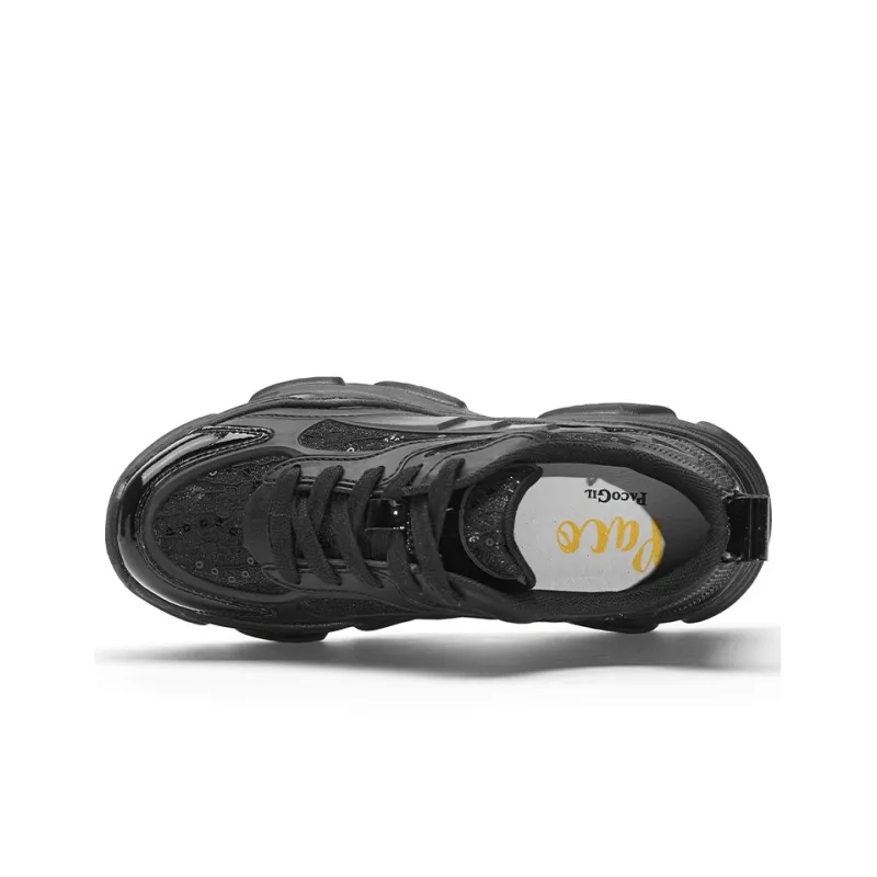 PACO GIL Chunky Sneakers Women's Low-Top Black-4