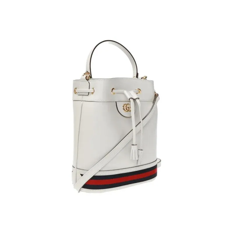 GUCCI Leather Bucket Bag, Shoulder Bag, Crossbody Bag, Handbag Regular Women's White-1