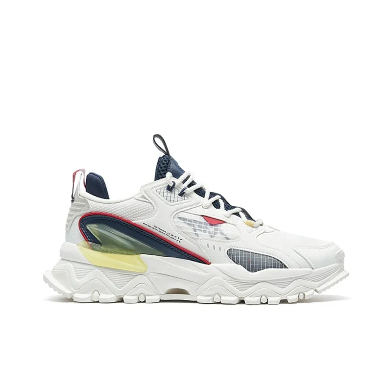 XTEP Shanhai Collection Cushioning Anti Slip Wear Resistant Breathability Low Top Chunky Sneakers Men's White Blue-1