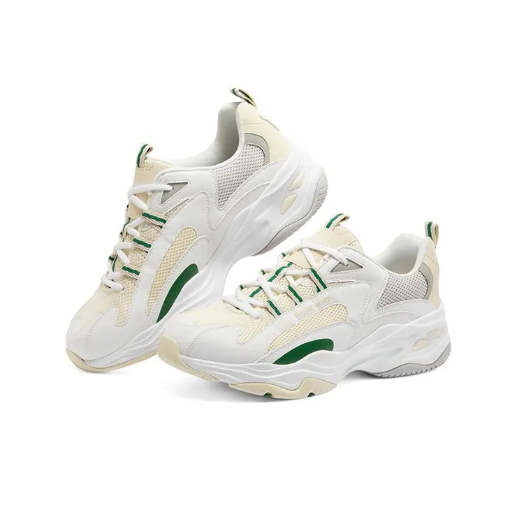 Skechers D'LITES 4.0 Cushioned Anti Slip And Wear Resistant Lightweight Low Top Chunky Sneakers Men's White Gray Green-2