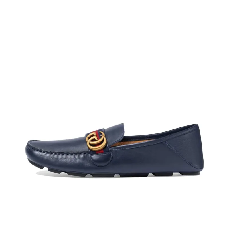 GUCCI Horsebit Double G Loafers Men's Blue-0