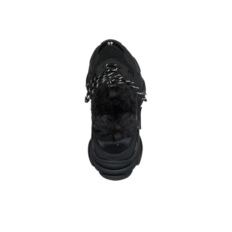 Balenciaga Triple S Fake Fur Black Women's-3