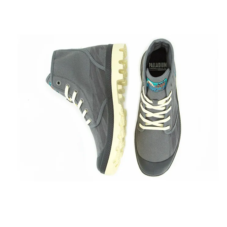 Palladium Pampa Hi Oasis Wear-Resistant Slip-Resistant High-Top Canvas Shoes Unisex Iron Gray-3