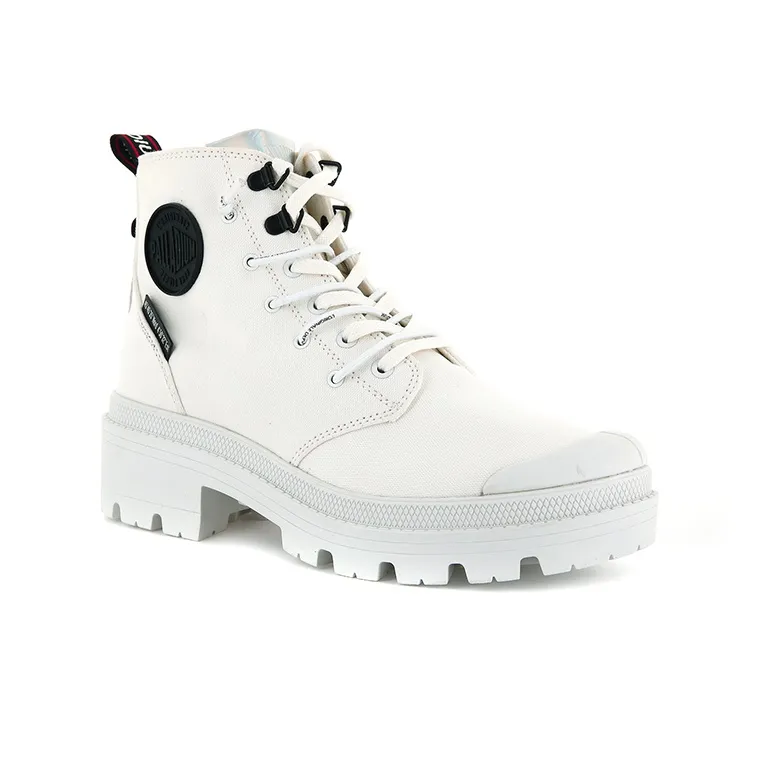 Palladium PALLABASE Metro Anti-Slip And Wear-Resistant Height Increasing Coverage High-Top Canvas Shoes Women's White-2