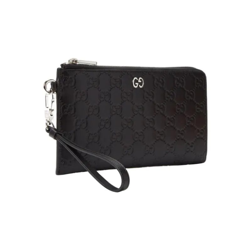 GUCCI Genuine Leather Clutch Men's Black-1