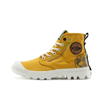 Palladium Pampa Organic Metro Wear resistant Non slip And Breathable High Top Canvas Shoes Unisex Mustard Yellow