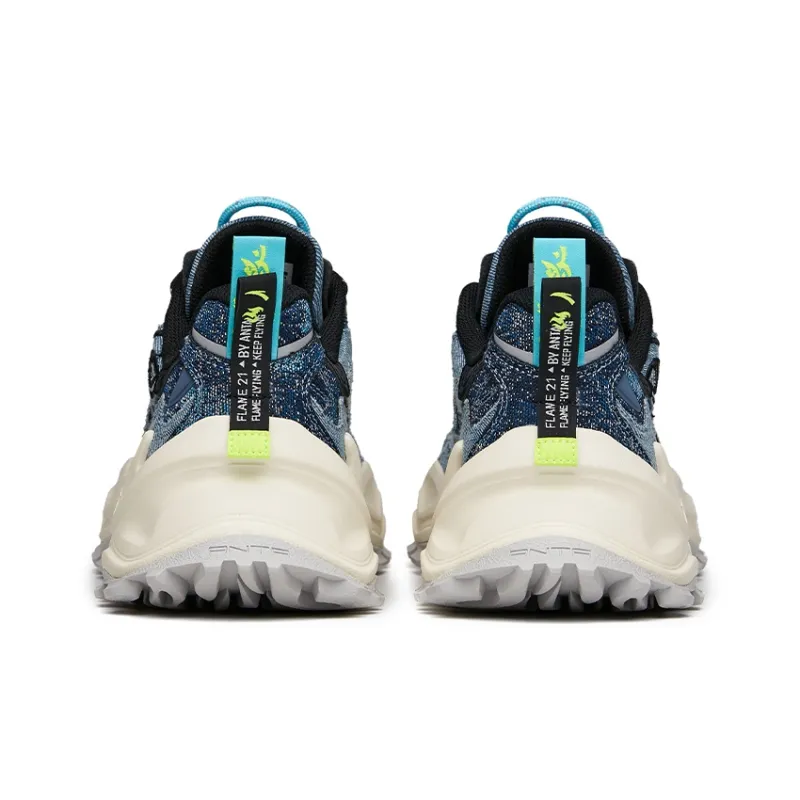 Anta Wear Resistant Slip Resistant Low Top Chunky Sneakers Men's Denim Blue-3