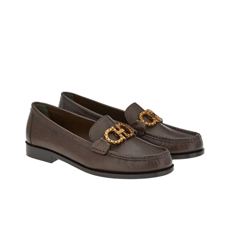 FERRAGAMO GANCINI Women's Casual Shoes Women's Brown Green-2