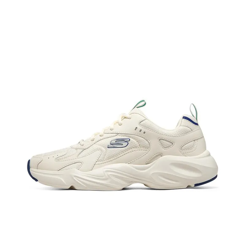 Skechers Stamina Airy D'LITES Cushioning Wear Resistant Low Top Chunky Sneakers Men's White Blue-0