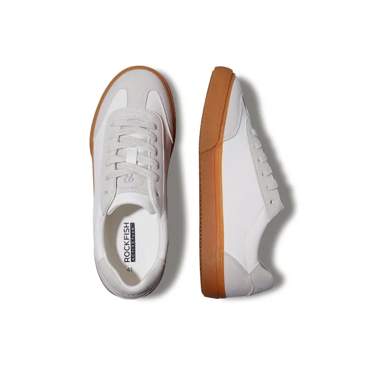 Rockfish Waterproof Anti Slip And Wear Resistant Lightweight Low Top Canvas Shoes Men's White Gray-2