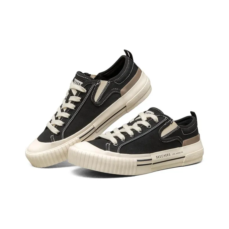 Skechers New Moon Canvas Shoes Gs Black Women's-2