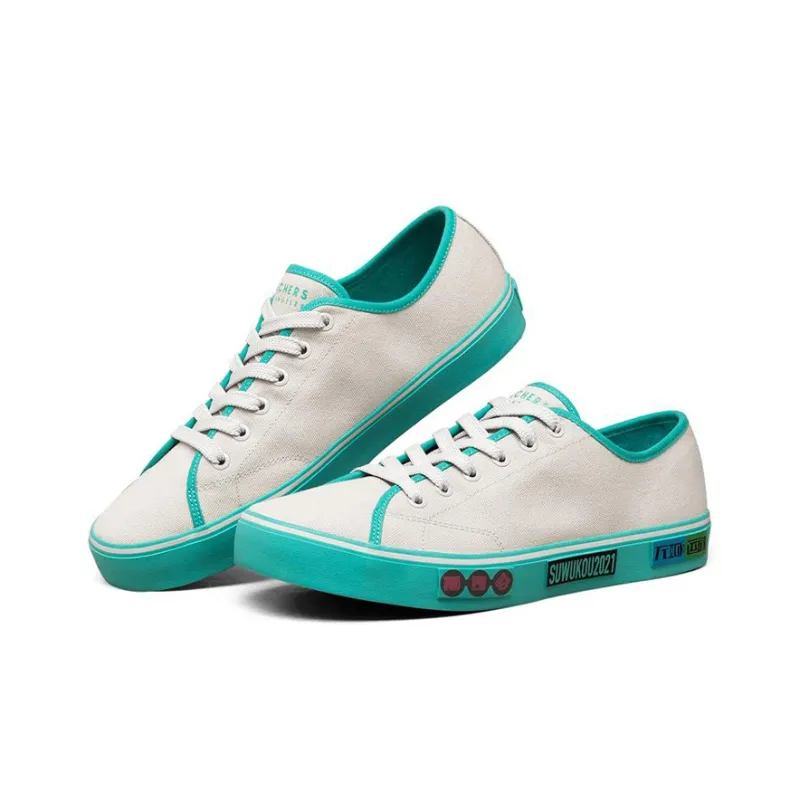 Skechers V'lites Canvas Shoes Men Low Top White/Green-2