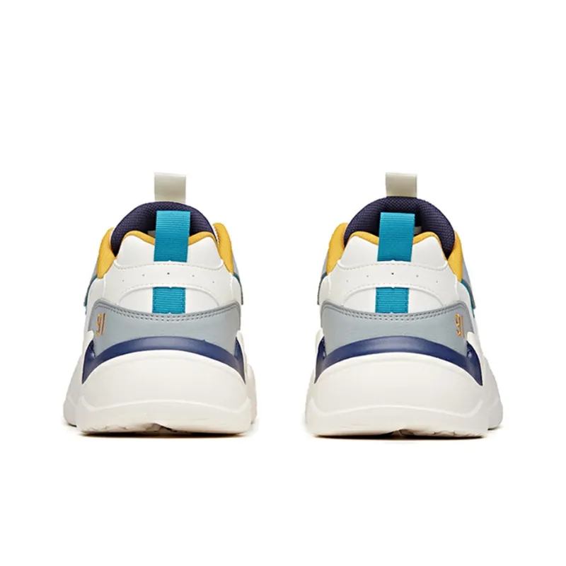 ANTA Chunky Sneakers Men Low Top White/Blue/Yellow-3