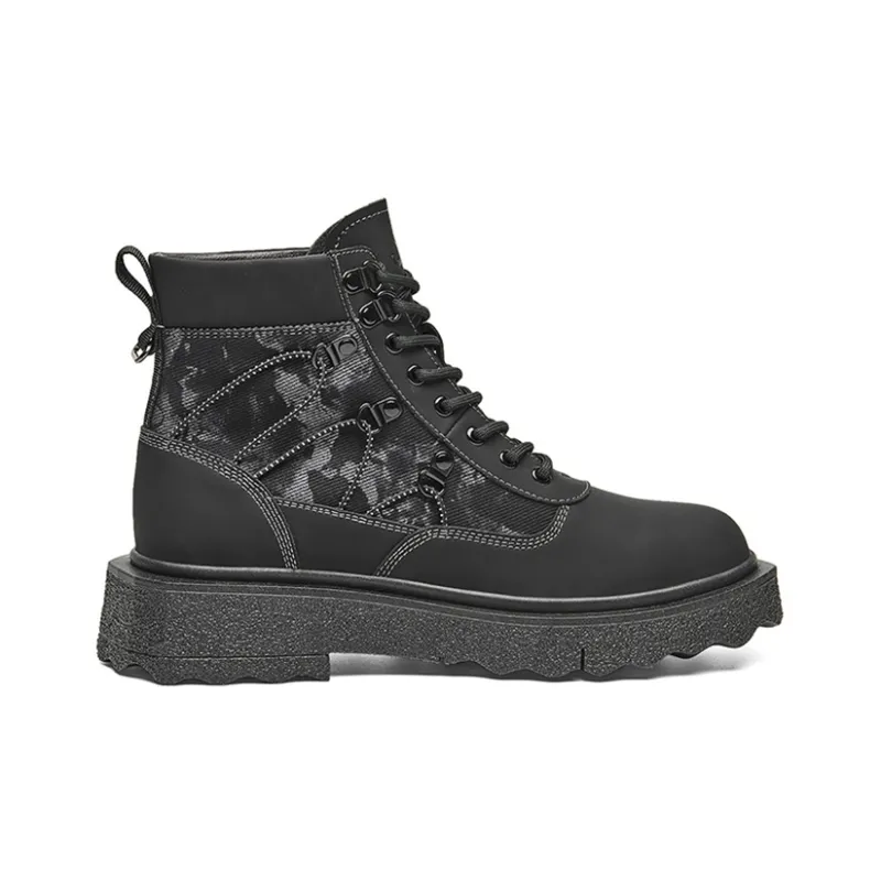 Jeep Short Outdoor Boots Medium Heel Men's Black-1